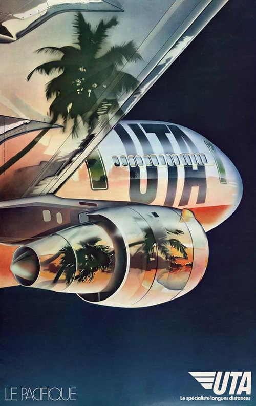 Affiche AIR FRANCE UTA Le Pacifique- Creation Publicis 80